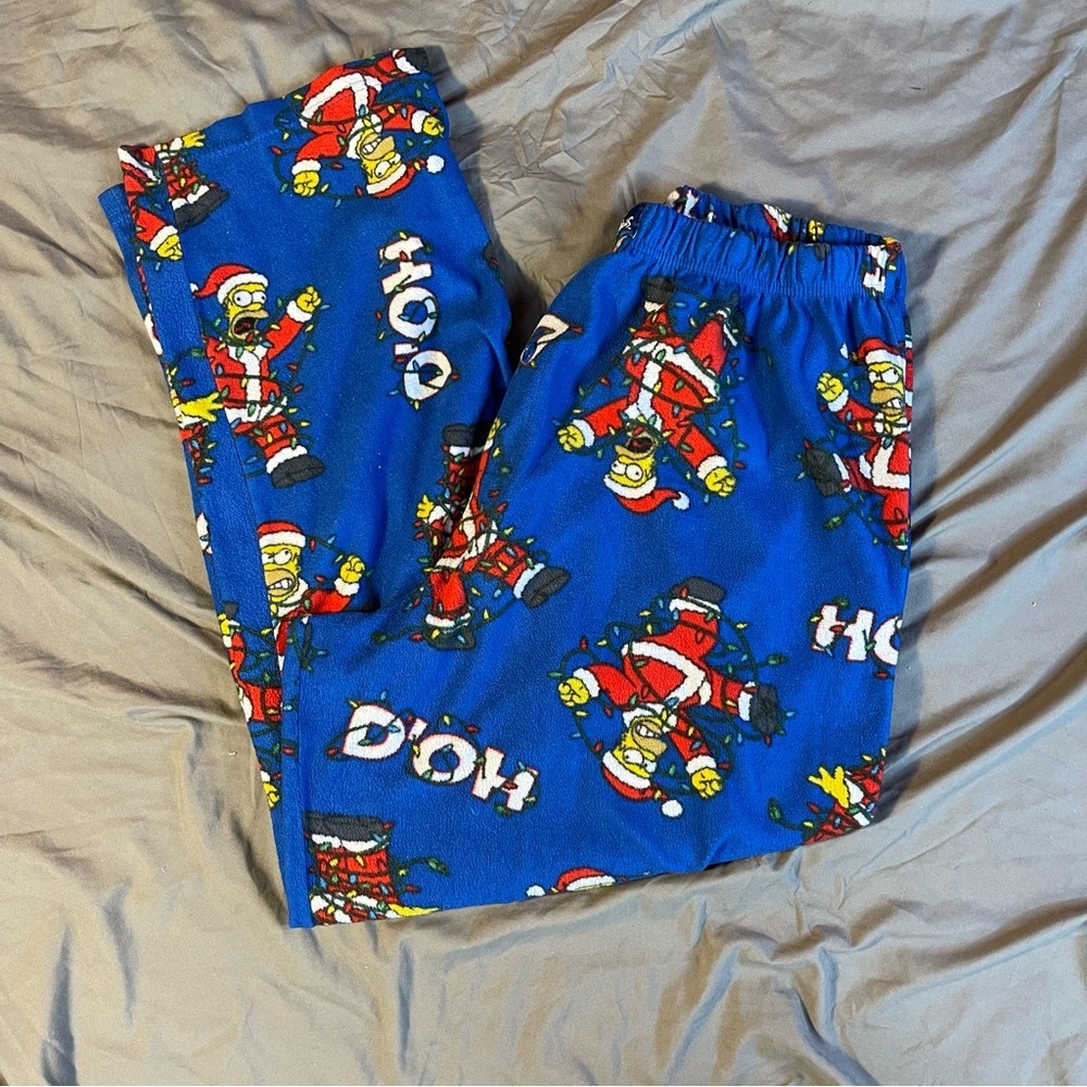 Briefly Stated Simpsons Doh Homer Christmas Lights Fleece Lounge Pants Large